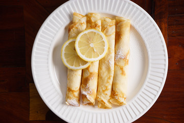 rolled pancakes.
