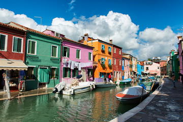 Naklejka na ściany i meble Street scene in Burano, near Venice, Italy