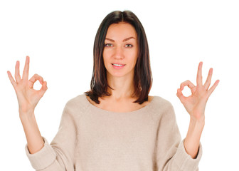 young lady indicating ok sign