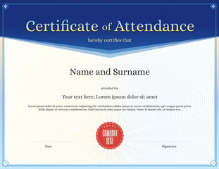Certificate of attendance template in vector for achievement gra
