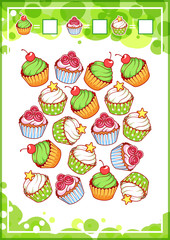 Educational counting game for preschool kids with different sweets