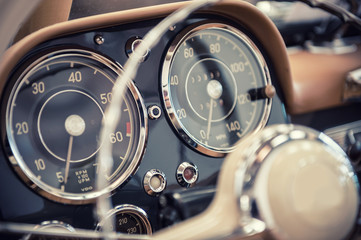 Dashboard of a vintage car