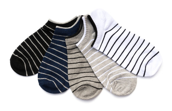 colorful stripes socks on a white background with clipping path