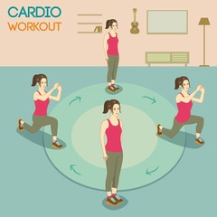 Vector a woman.She was exercise at home