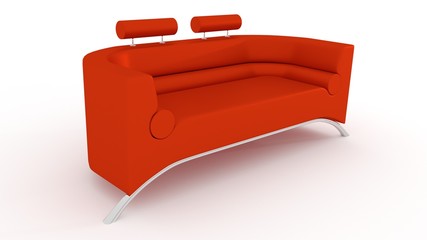 Красный кожаный диван Red leather sofa - obrazy, fototapety, plakaty