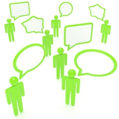 people with talk bubbles isolated over a white background