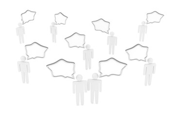 people with talk bubbles isolated over a white background