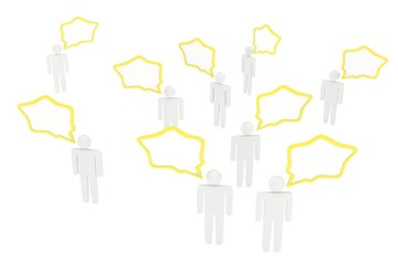 people with talk bubbles isolated over a white background