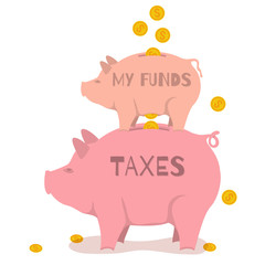 Two money pigs with coins