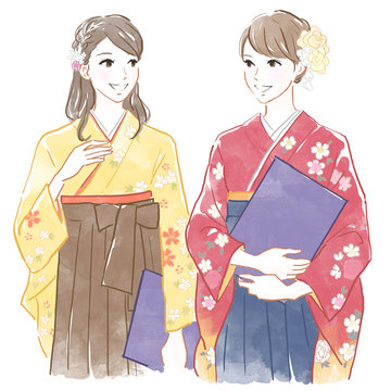 袴姿の二人の女性