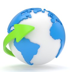 Fototapeta premium Arrow and Earth globe. 3d render