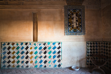 Fragment of interior in the castle of the Alhambra. Granada. Spain