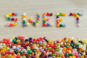 Word sweet with border from jelly beans