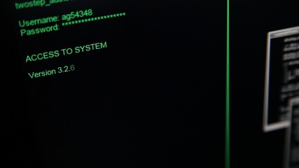 Hackers code running down on computer screen terminal.  blink windows on a background.