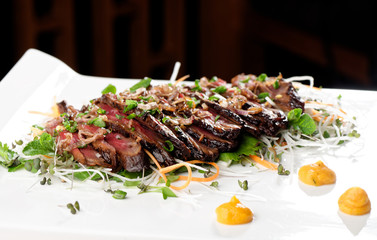 grilled Kobe Miyazaky beef with fresh vegetables