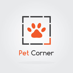 Pet logo cloud concept with paw icon. Vector for pet shop or hotel.