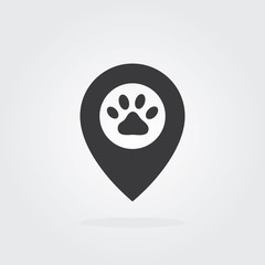 Pet logo cloud concept with paw icon. Vector for pet shop or hotel.