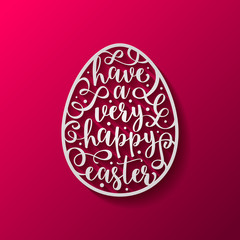 Easter egg with calligraphic lettering - Vector greeting card