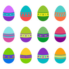 Set of colorful Easter eggs, vector illustration