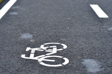 Fototapeta premium Bicycle road sign, bike lane