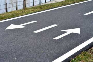 Bicycle road sign, bike lane