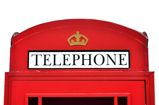 Iconic red British telephone box