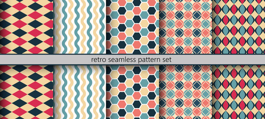 Retro wallpapers - seamless pattern set