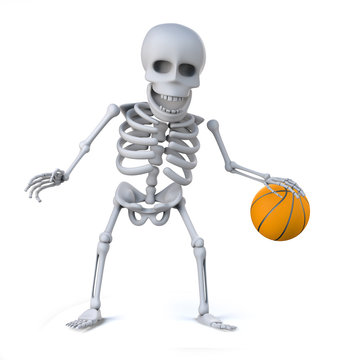 3d Skeleton dribbles the ball in a game of basketball