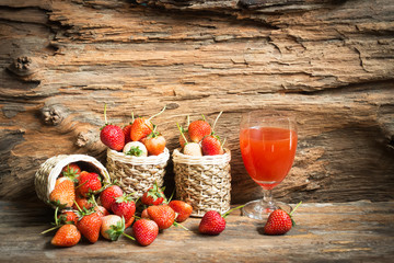 strawberry on wood background