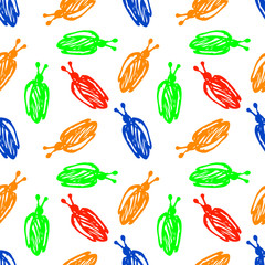 Seamless vector pattern. Hand sketch drawing. Imitation of ink pencilling. Series of Insects and Hand Drawn Patterns.
