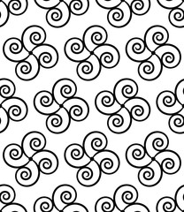 Vector modern seamless geometry pattern spirals, black and white abstract geometric background, pillow print, monochrome retro texture, hipster fashion design