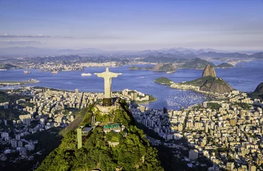 Papier Peint photo Copacabana, Rio de Janeiro, Brésil Vue aérienne de la baie de Botafogo, Rio de Janeiro, Brésil