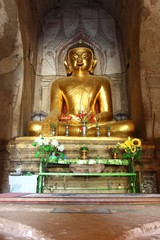 The old golden Buddha statue in pagoda temple in Bagan,Myanmar