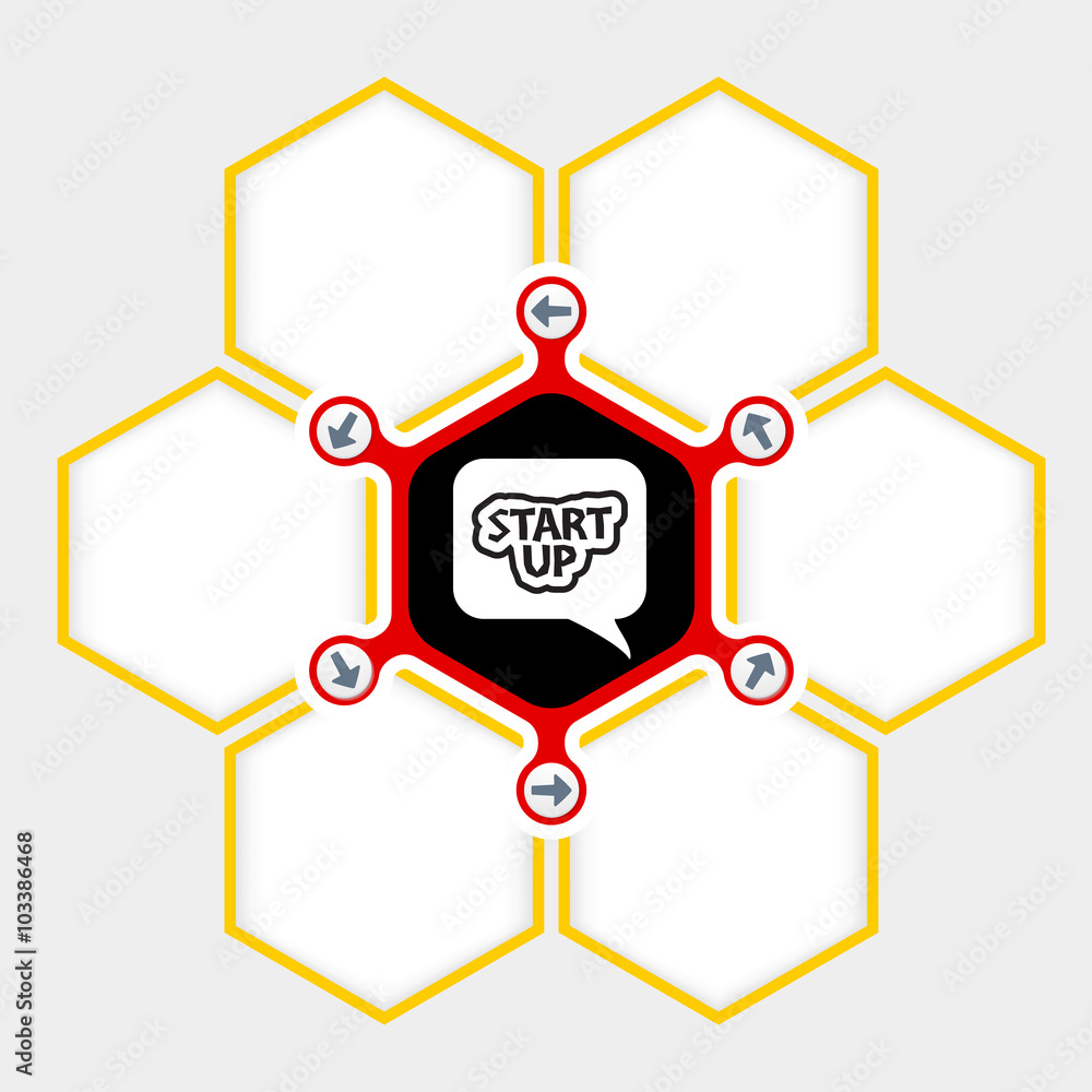 Aufkleber abstract hexagons for your text and start up symbol