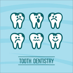 Dentist tooth. Sick and healthy teeth. Vector logo of the dental
