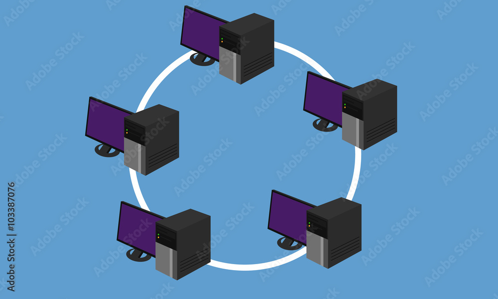 Poster ring network topology lan design networking hardware connected