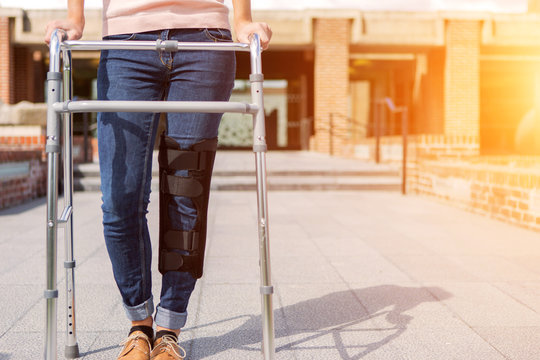 Close Up Of A Splint And Zimmer Frame