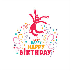 Happy birthday. Vector illustration. A joyful person, a woman, a