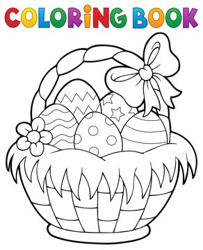 Coloring book Easter basket theme 1