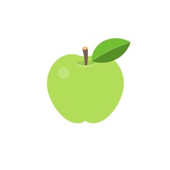 Vector green apple icon, flat design