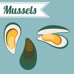 Fototapeta na wymiar Vector mussels, flat design