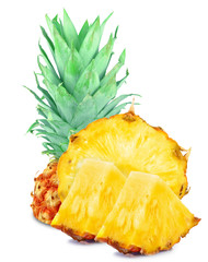 ripe pineapples isolated on a white background