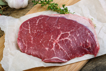 Raw beef steak