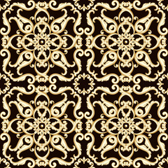 Abstract bright floral seamless pattern in brown color. Vector illustration.