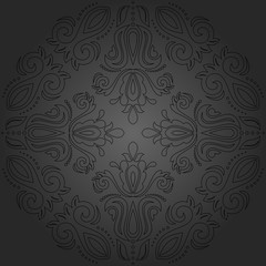 Oriental classic dark ornament with black outlines. Seamless abstract pattern