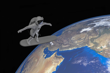 Obraz na płótnie Canvas space tourism, an astronaut surfs through the atmosphere