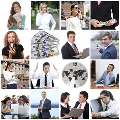 Business collage made of many different pictures about finances