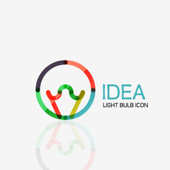 Logo, vector light bulb abstract linear geometric business icon. Idea concept