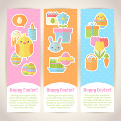 Colorful spring Easter flat banners set