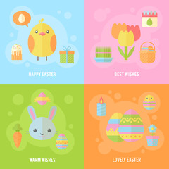 Colorful spring Easter flat banners set